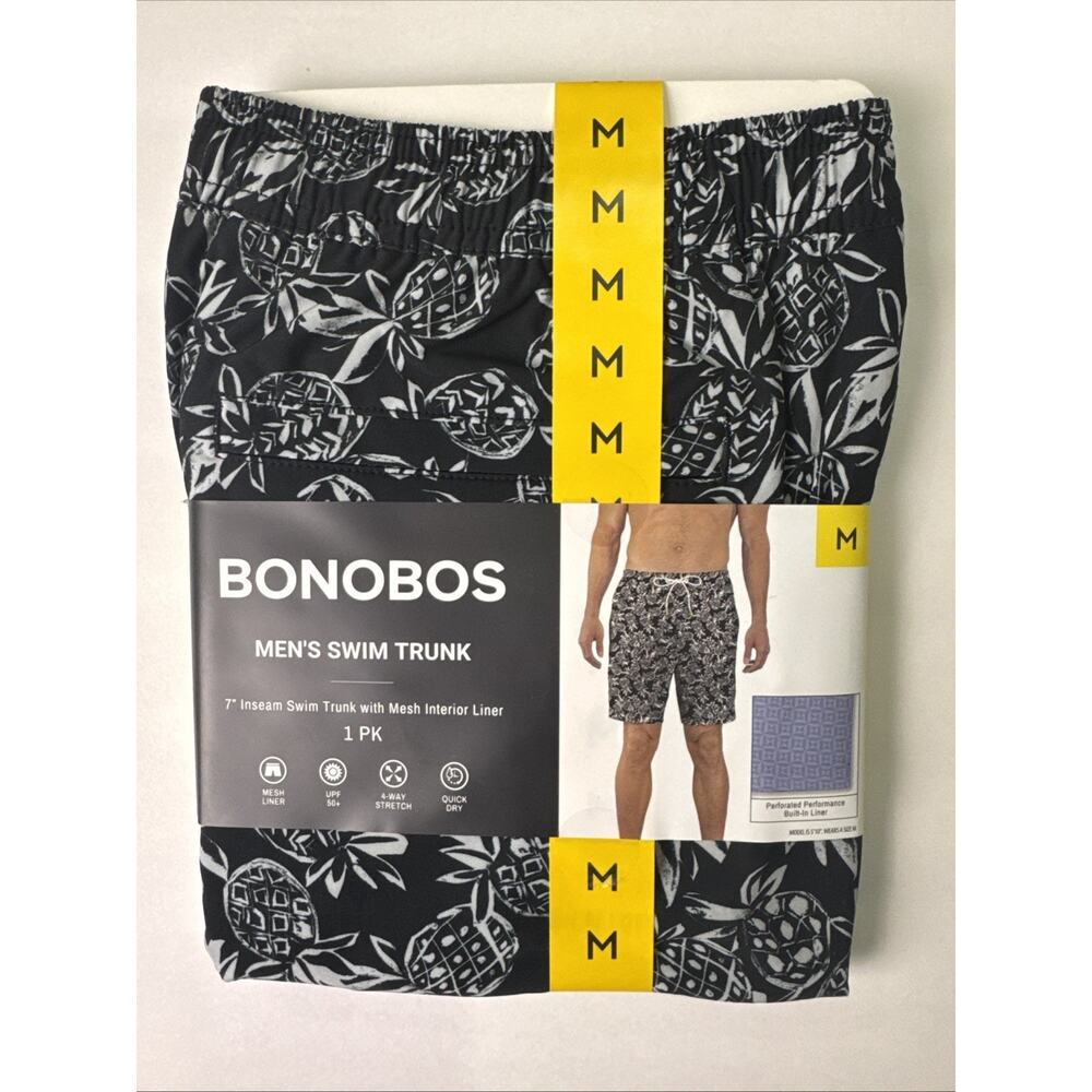 Bonobos Men’s Pineapple Print Swim Trunks Medium NWT 7” Inseam Quick Dry Stretch